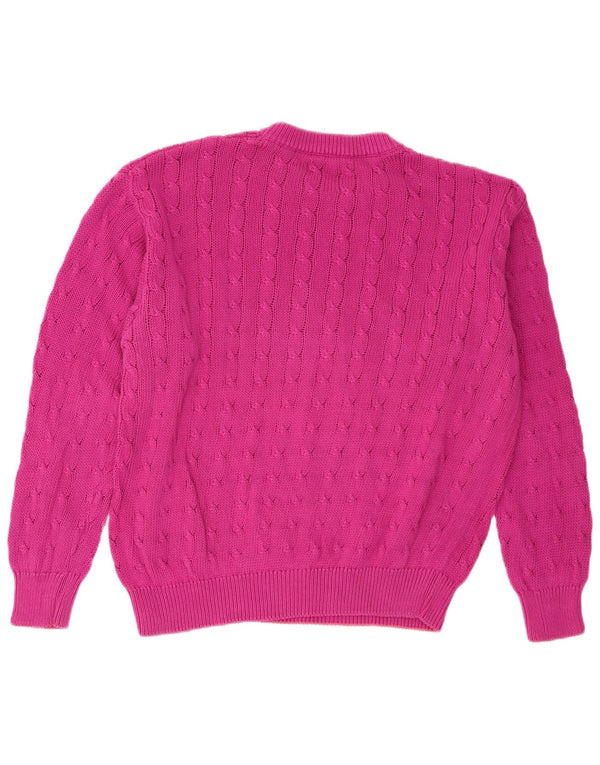 Benetton Dame Loose Fit Crew Neck Jumper Sweater IT 48 XL Pink Bomuld