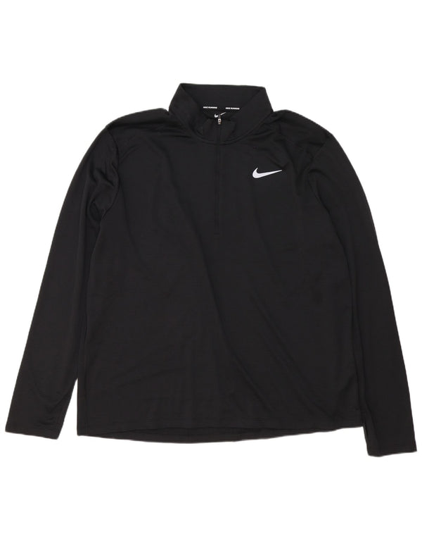 Nike Herre Dri Fit Pullover med lynlås-hals træningsdragt Top 2XL sort polyester