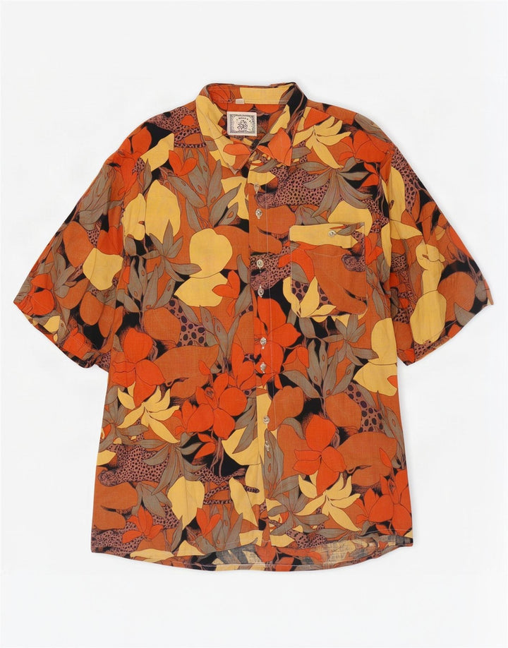 Goldress Kortærmet Herreskjorte Størrelse 43 XL Flerfarvet Floral