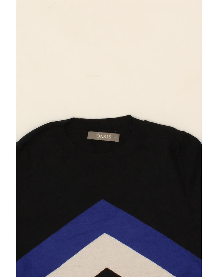 OASIS Womens Crew Neck Jumper Sweater UK 10 Small Black Colourblock Vintage Oasis and Second-Hand Oasis from Messina Hembry 