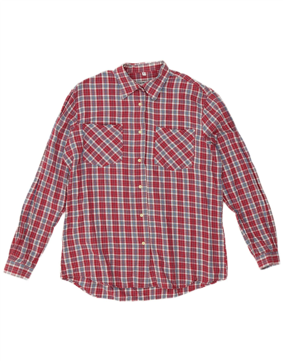 VINTAGE Womens Flannel Shirt Large Red Check Cotton