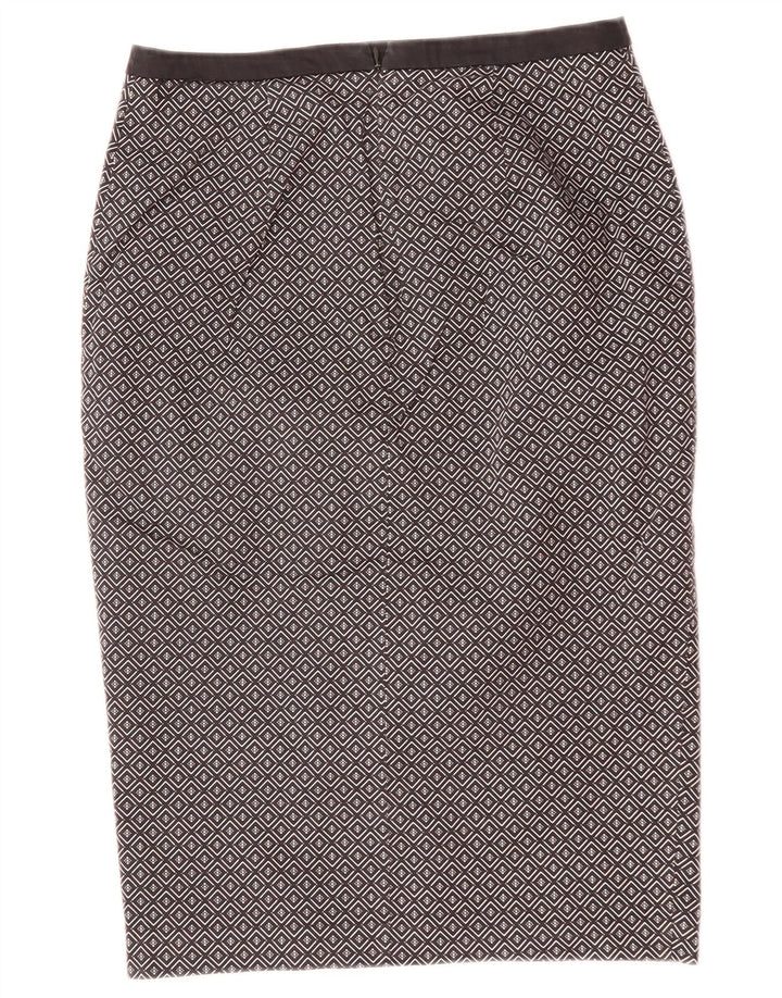 Oasis Dame Midi Nederdel UK 10 Small W29 Sort Geometrisk