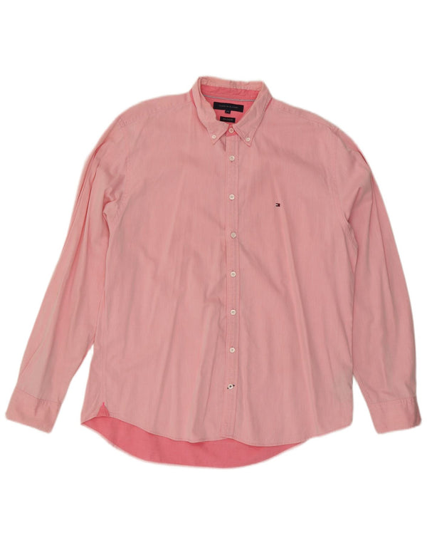 Tommy Hilfiger Mens New York Fit Shirt 2XL Pink Cotton
