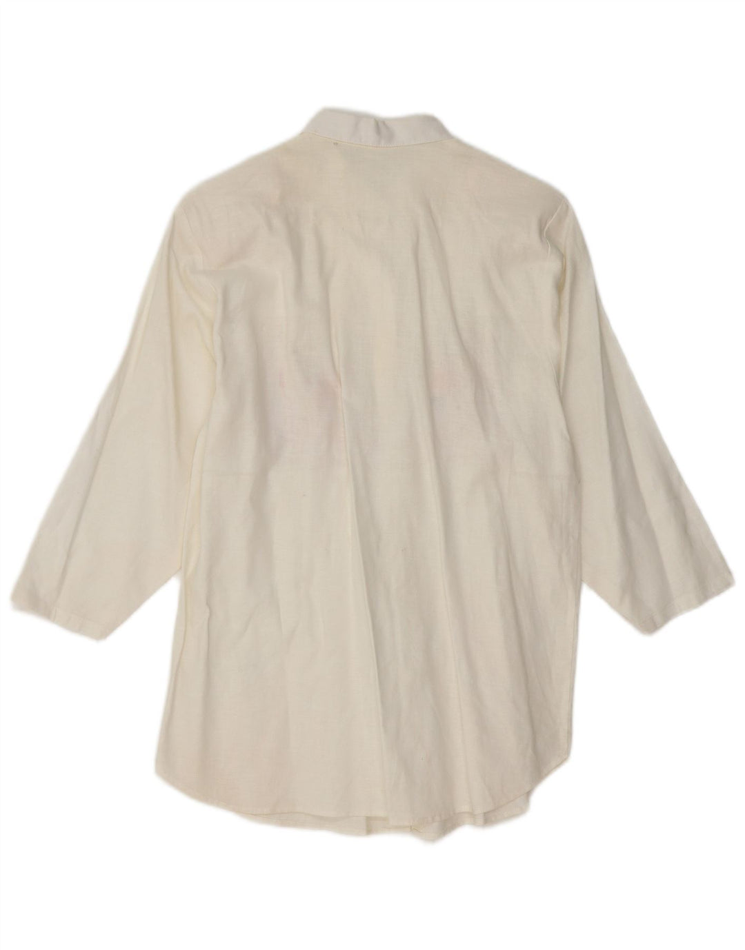 VINTAGE skjortebluse med 3/4 ærmer til kvinder UK 14 Medium White Floral