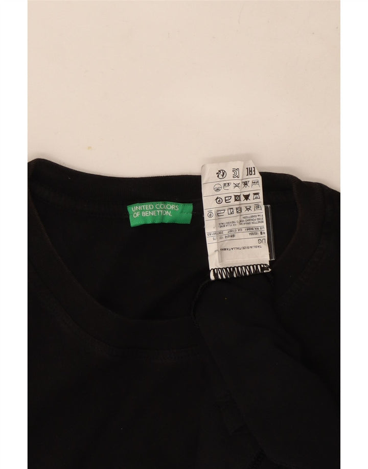Benetton Herre T-Shirt Top Stor Sort Bomuld