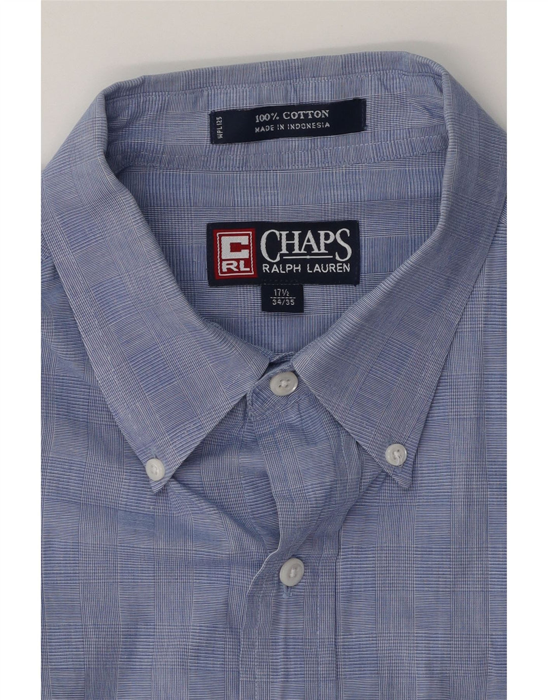 CHAPS Mens Shirt Size 17 1/2 XL Blue Cotton Vintage Chaps and Second-Hand Chaps from Messina Hembry 