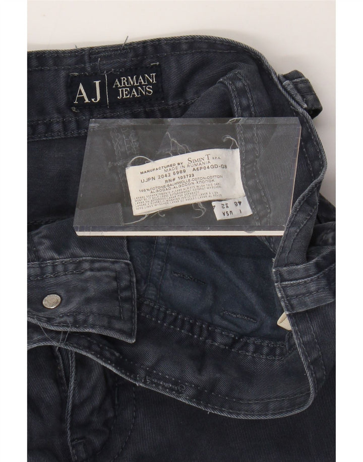 ARMANI Herre Loose Fit Casual Bukser IT 48 Medium W32 L30 Marineblå