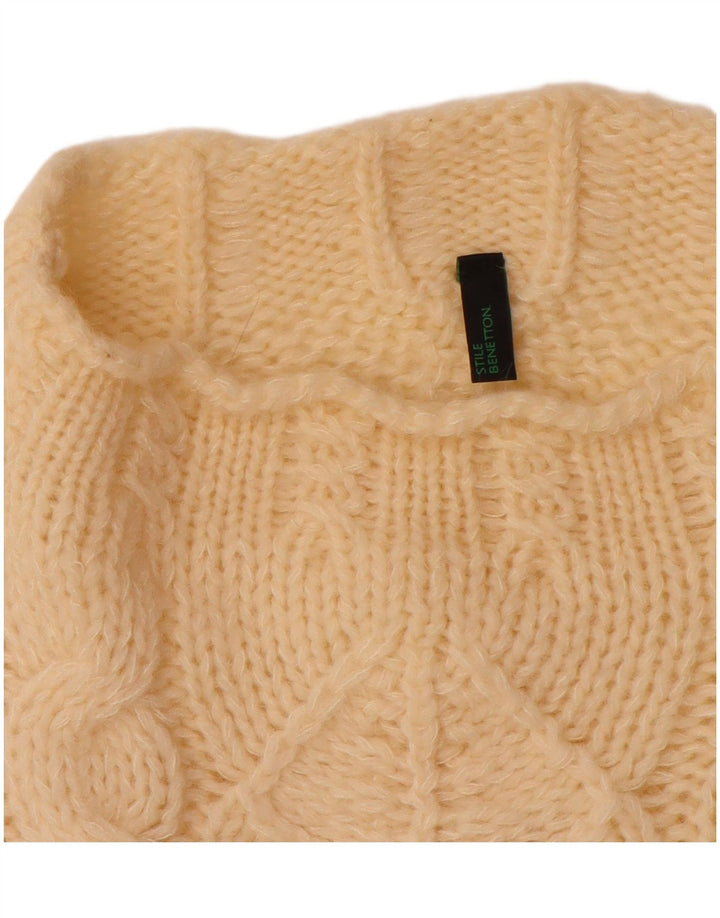 BENETTON Womens Turtle Neck Jumper Sweater UK 16 Large Off White
