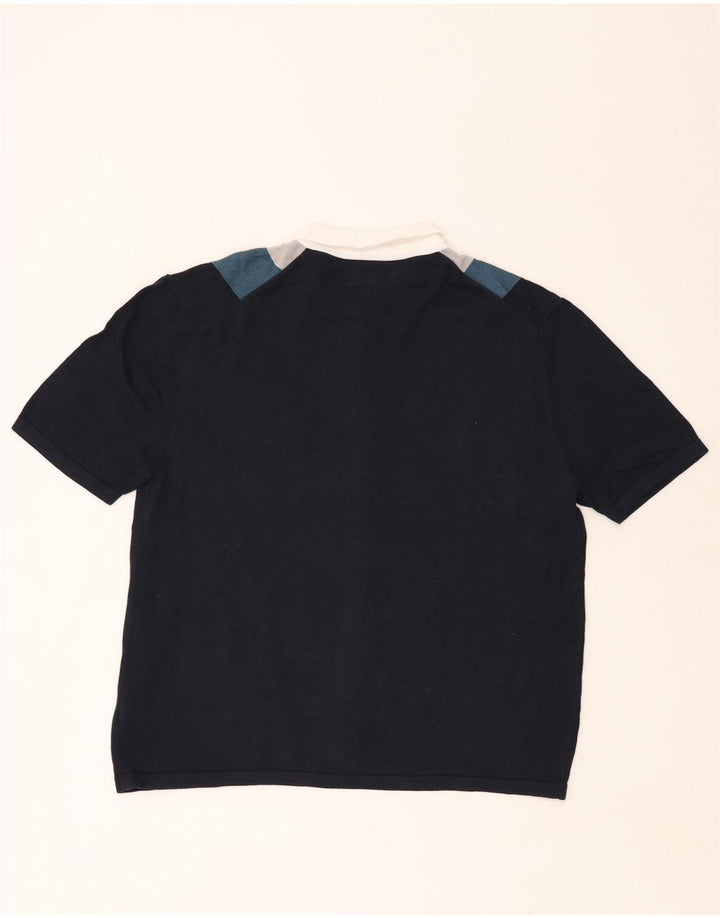 Marks & Spencer Herre Kortærmet Cardigan Sweater XL Marineblå Stribet