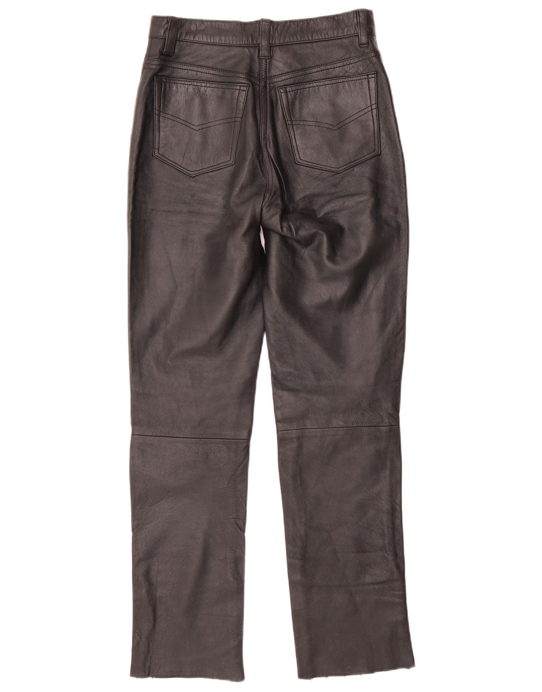 VINTAGE Slanke læderbukser til kvinder W28 L30 Sort