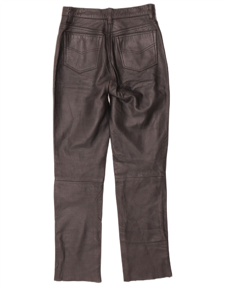 VINTAGE Slanke læderbukser til kvinder W28 L30 Sort