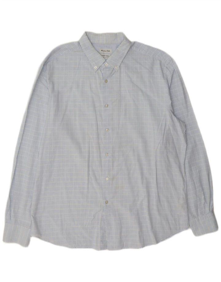 Massimo Dutti herreskjorte 2XL blå ternet bomuld