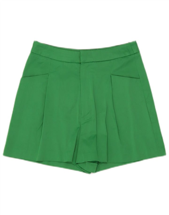 Zara Dame Højtalje Casual Shorts Små W26 Grøn Polyester