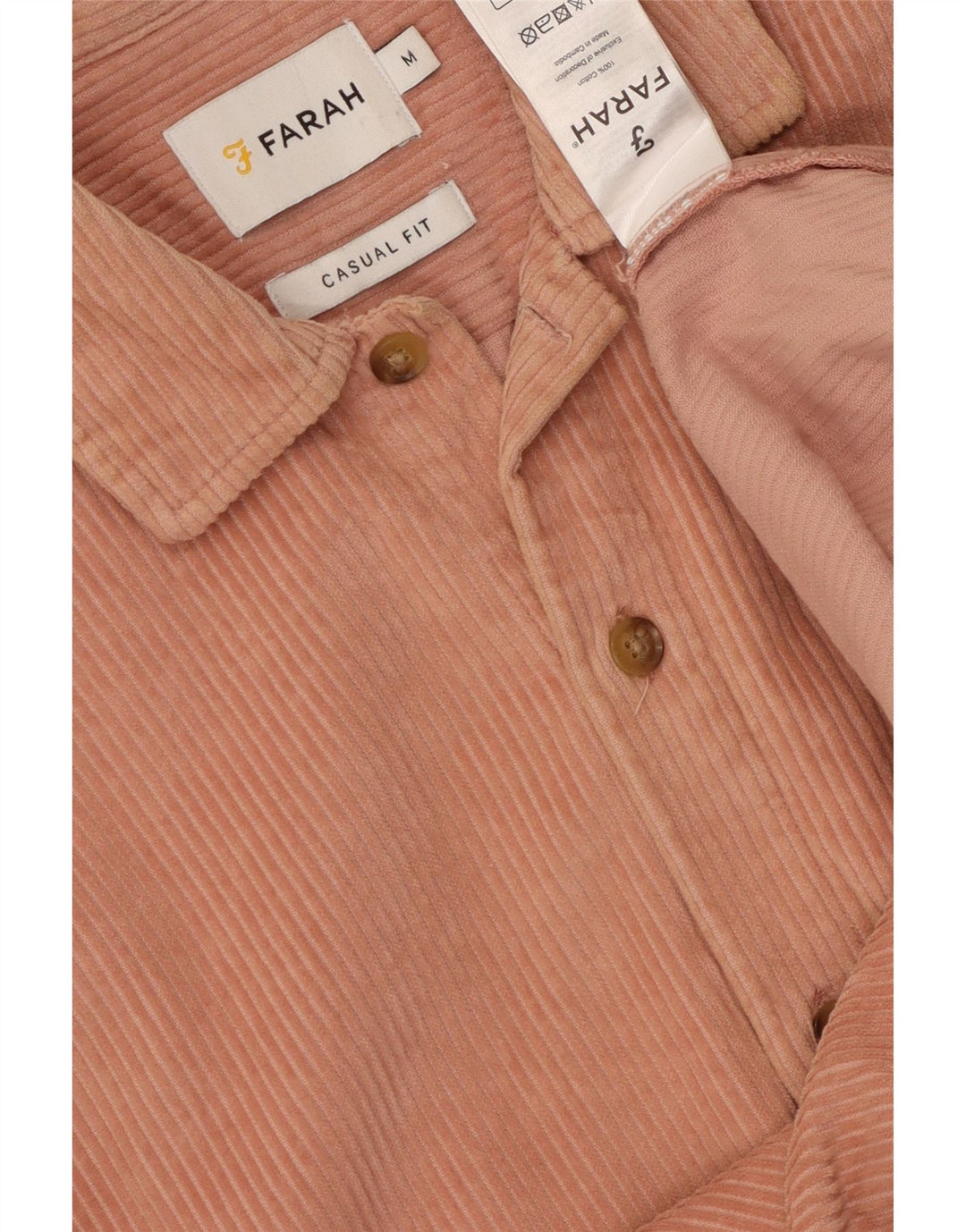 Farah Herre Casual Fit Corduroy-skjorte Medium Pink Bomuld