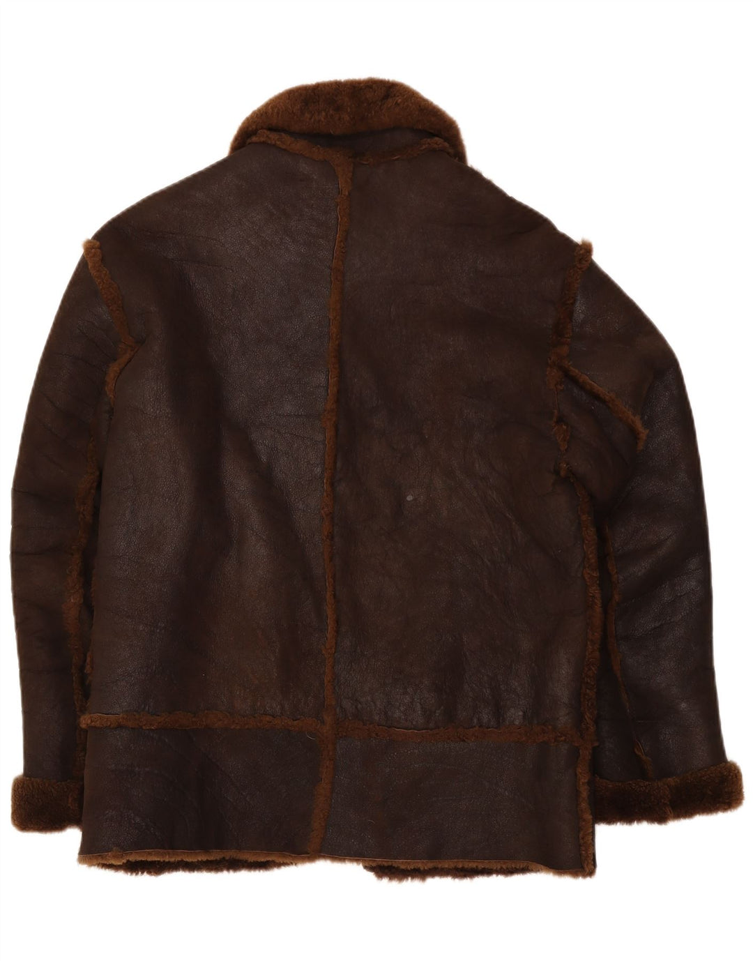 Vintage Herre Shearling Jacket IT 50 Stort brunt læder
