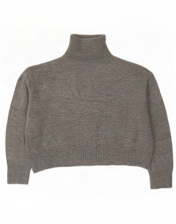 Zara Dame Oversized Roll Neck Jumper Sweater UK 14 Medium Grå Akryl