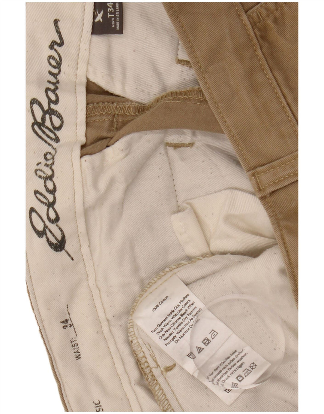 EDDIE BAUER Chino Shorts til mænd W34 Stor Beige Bomuld