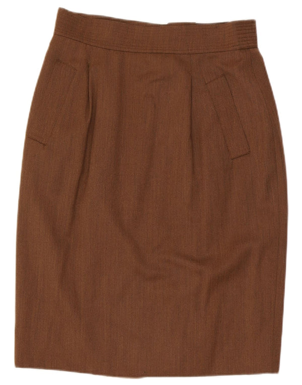 Max Mara Dame Pencil Skirt UK 16 Large W32 Brown Wool