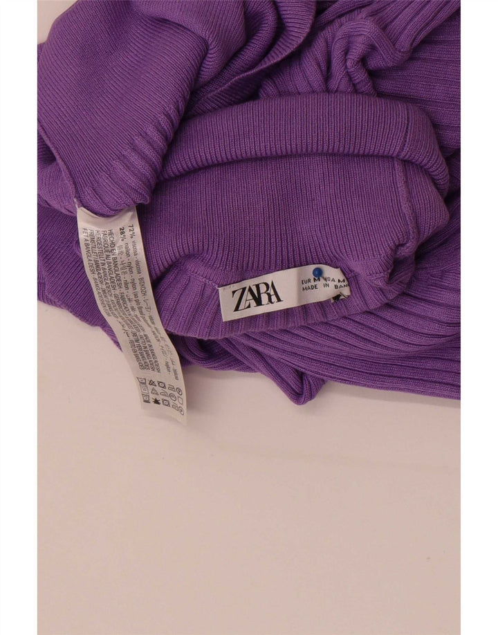 Zara Womens Crop Bluse Top UK 12 Medium Purple Viscose