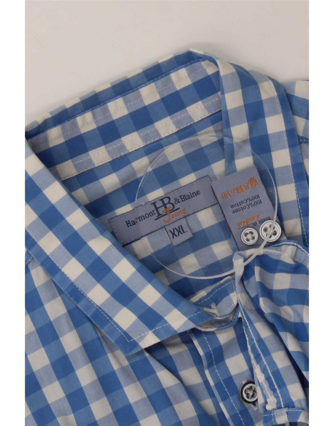 Harmont & Blaine Herreskjorte 2XL Blå Gingham Bomuld