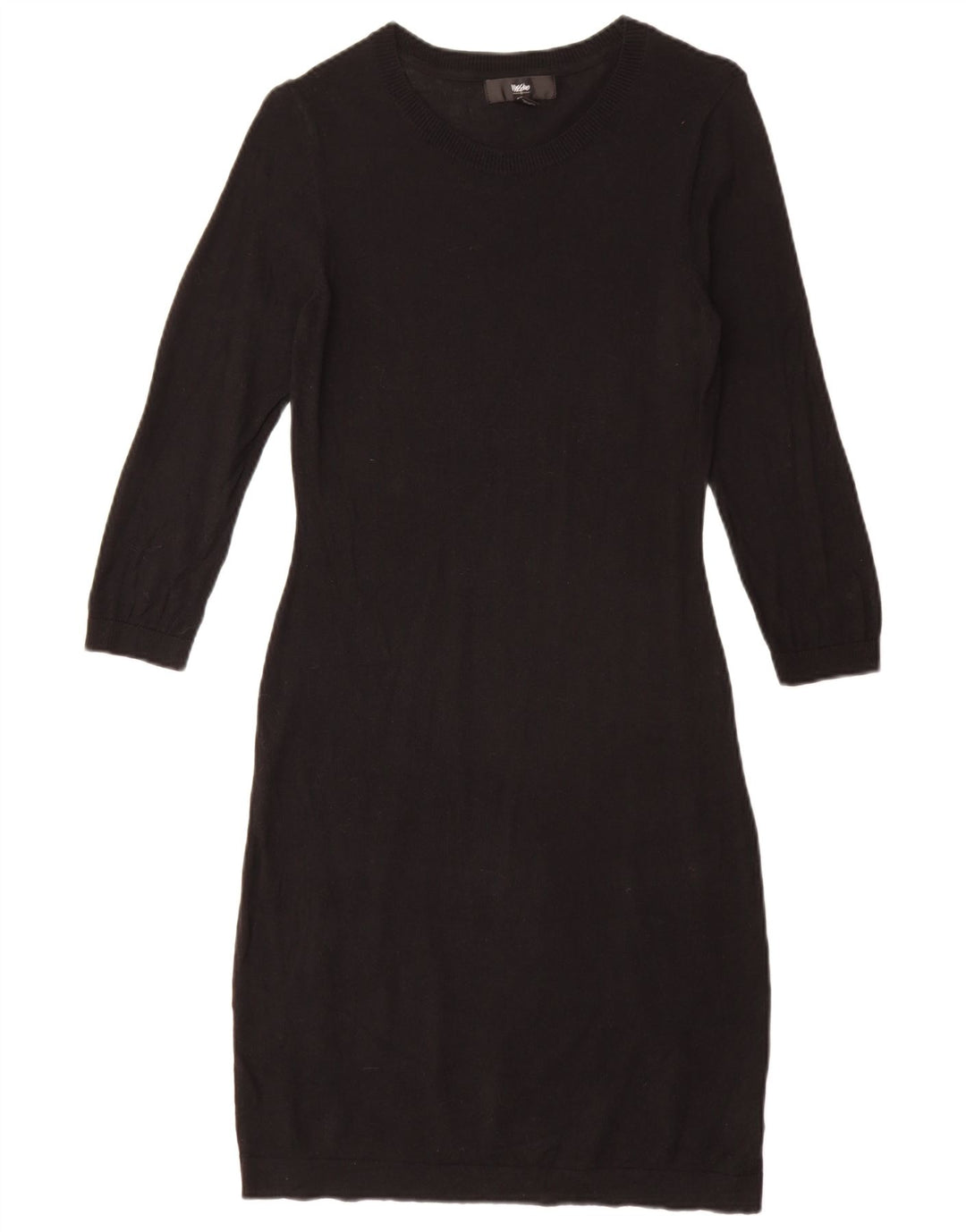 MOSSIMO Dame 3/4-ærmet Jumper Dress UK 10 Small Black Bomuld