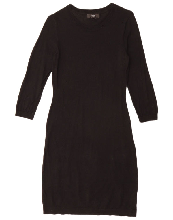 MOSSIMO Dame 3/4-ærmet Jumper Dress UK 10 Small Black Bomuld
