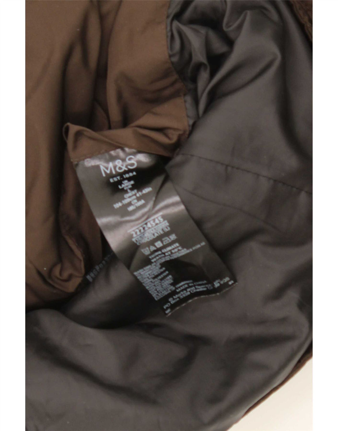 Marks & Spencer Herre quiltet jakke UK 40 Stor brun polyester