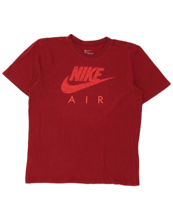 Nike grafisk T-shirt top til kvinder UK 12 Medium Bourgogne bomuld
