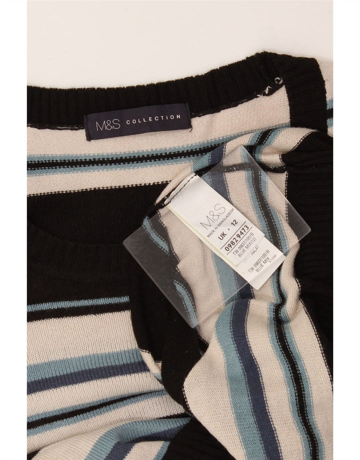 MARKS & SPENCER Womens Boat Neck Jumper Sweater UK 12 Medium  Black Vintage Marks & Spencer and Second-Hand Marks & Spencer from Messina Hembry 