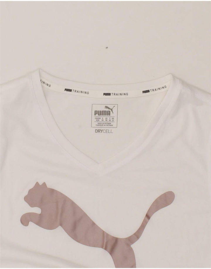 PUMA Womens Graphic T-Shirt Top UK 12 Medium White Vintage Puma and Second-Hand Puma from Messina Hembry 