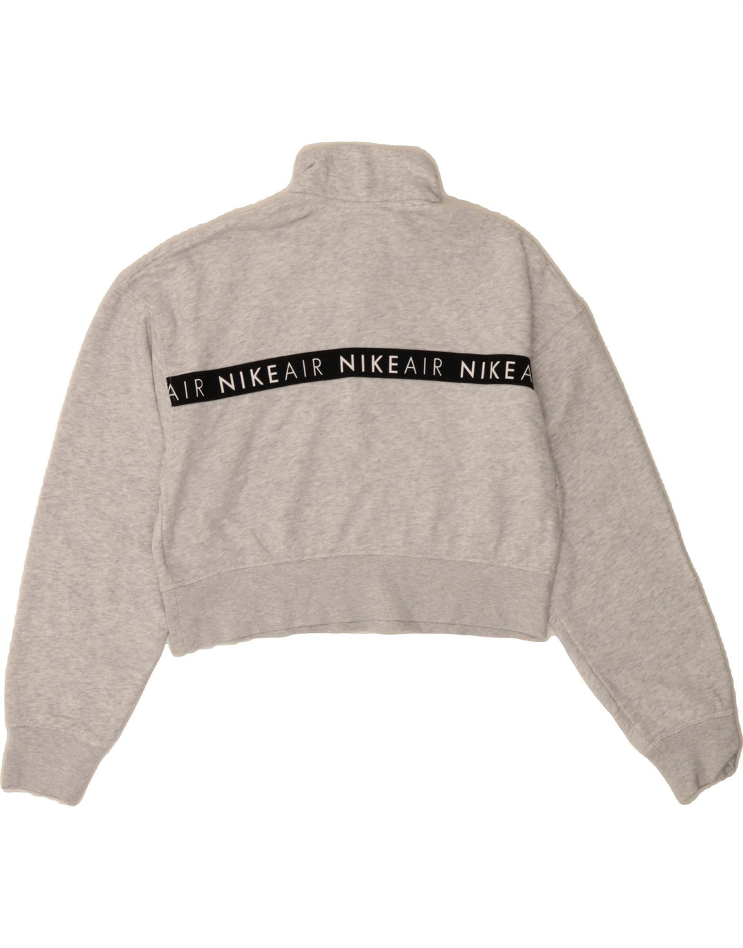 NIKE Womens Graphic Zip Neck Sweatshirt Jumper UK 14 Medium Grey Vintage Nike and Second-Hand Nike from Messina Hembry 