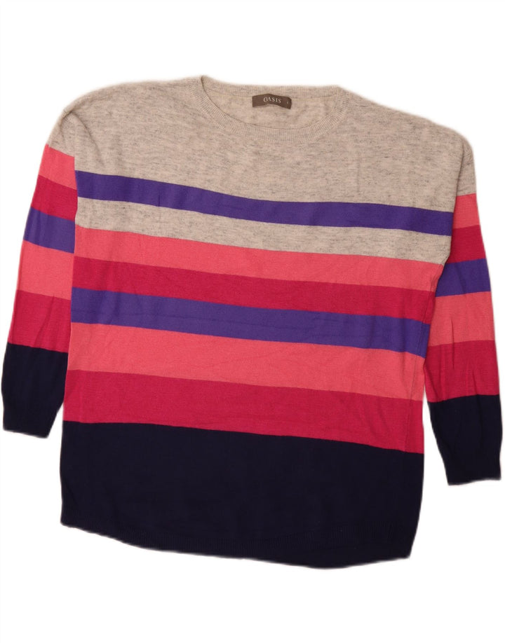 Oasis Dame Boat Neck Jumper Sweater UK 10 Small Multicolored Striped