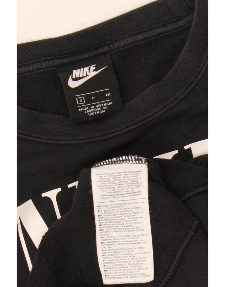 NIKE Oversized Sweatshirt Jumper UK 10 Small Black Colourblock