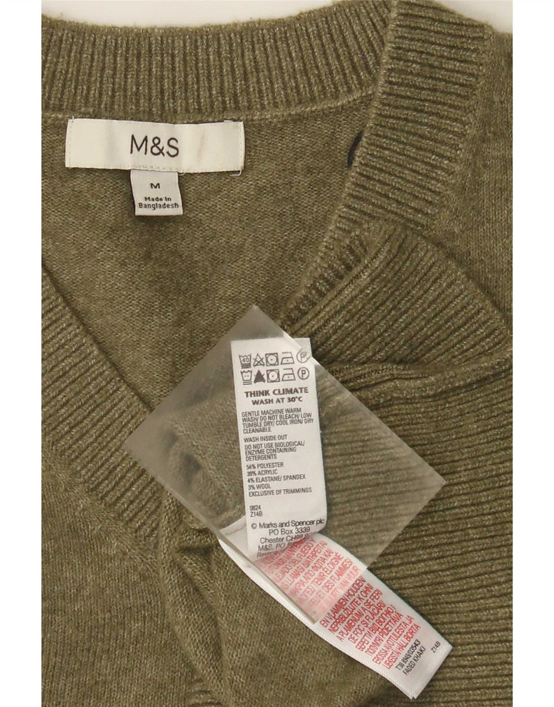 Marks & Spencer Herre V-hals sweater mellemgrøn polyester