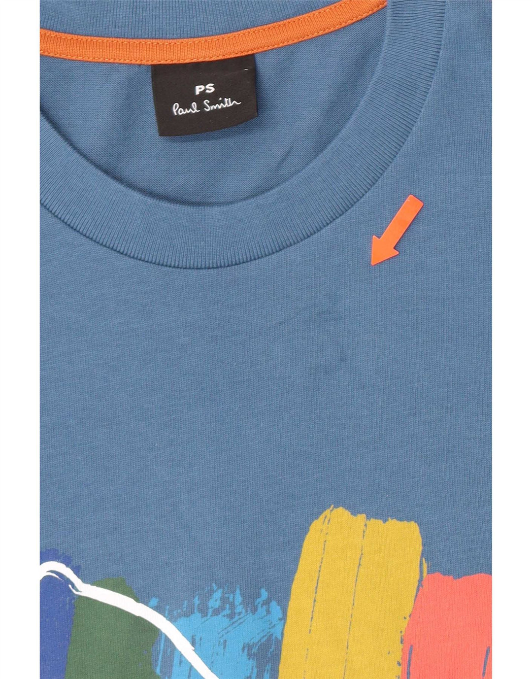 Paul Smith Herre Grafisk T-Shirt Top Stor Blå Bomuld