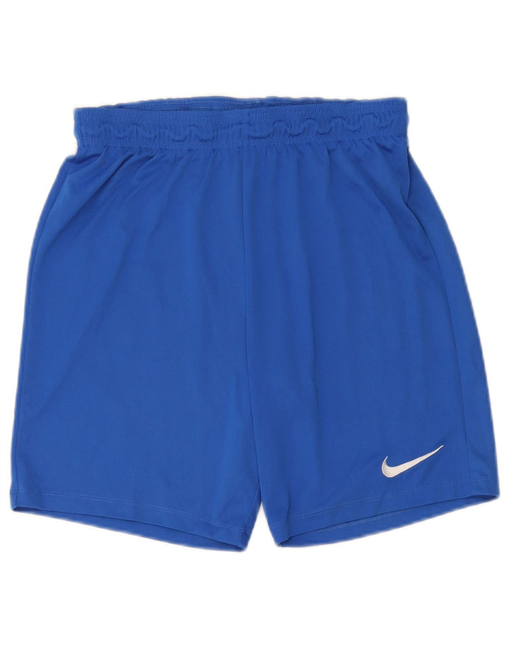 Nike Dame Dri Fit sportsshorts UK 14 Medium Blue Polyester