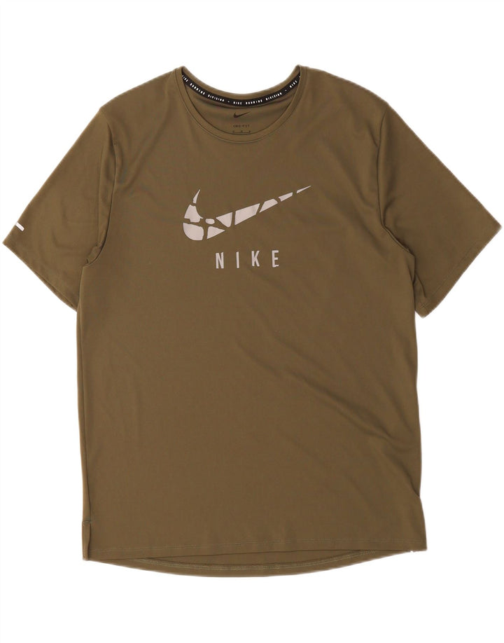 NIKE Mens Dri Fit Graphic T-Shirt Top Medium Khaki Vintage Nike and Second-Hand Nike from Messina Hembry 