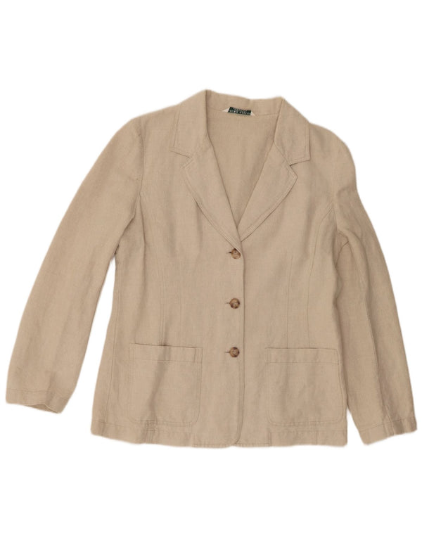 Laura Ashley Dame 3 Button Blazer Jacket UK 14 Large Beige Linen