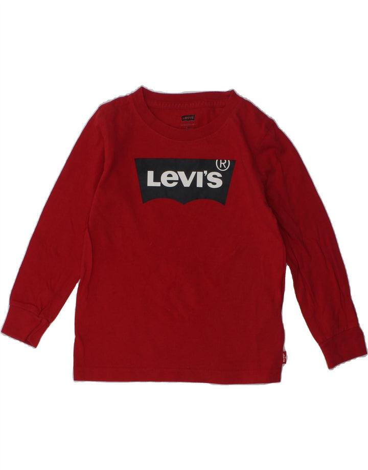 LEVI'S Boys Graphic Top Long Sleeve 2-3 Years Red Cotton Vintage Levi's and Second-Hand Levi's from Messina Hembry 