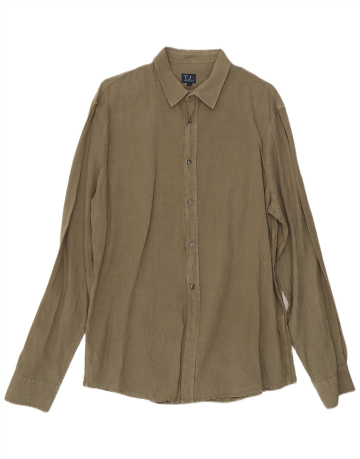 Trussardi Jeans Herreskjorte Stor Khaki Linned