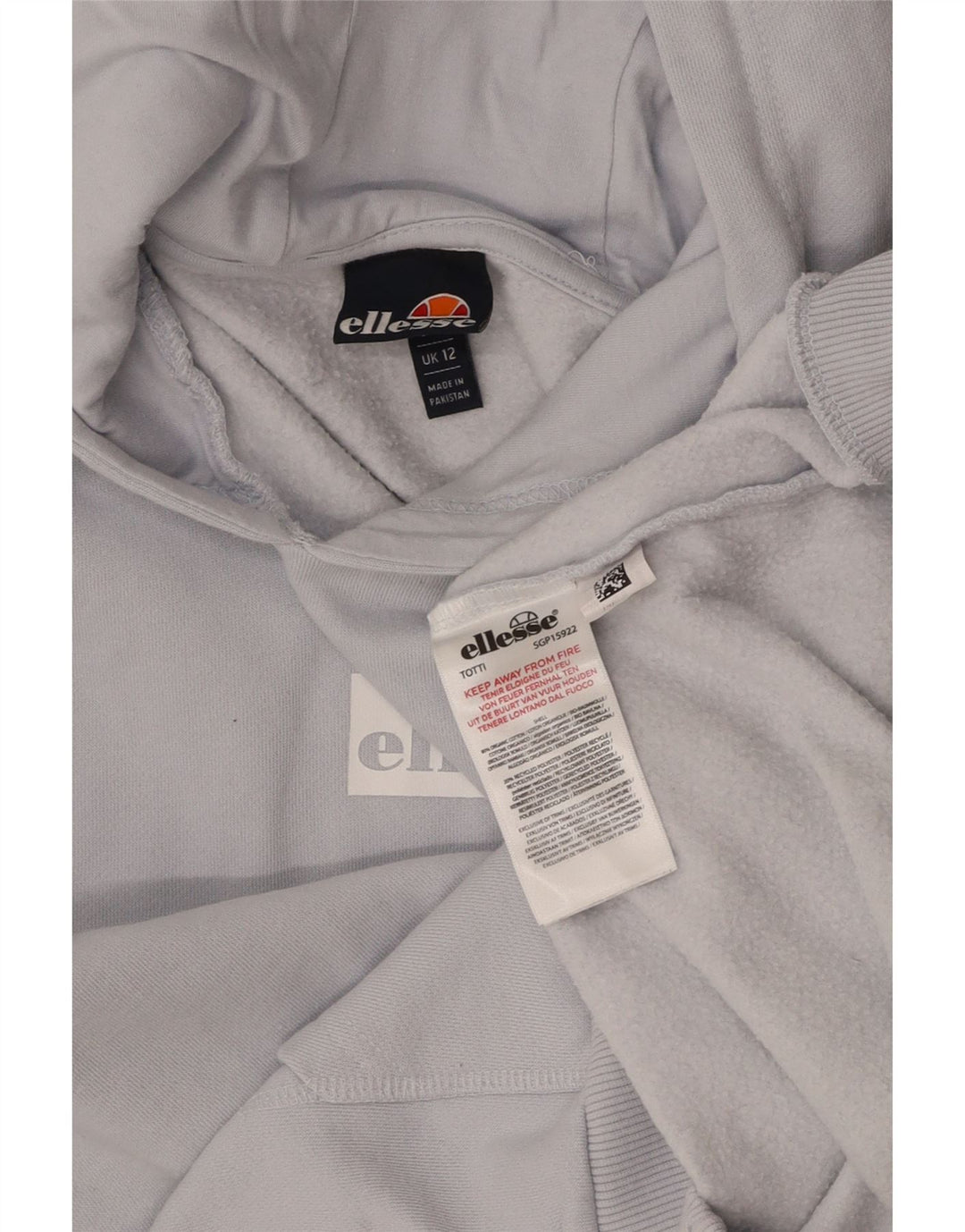 ELLESSE Womens Hoodie Jumper UK 12 Medium Blue Cotton