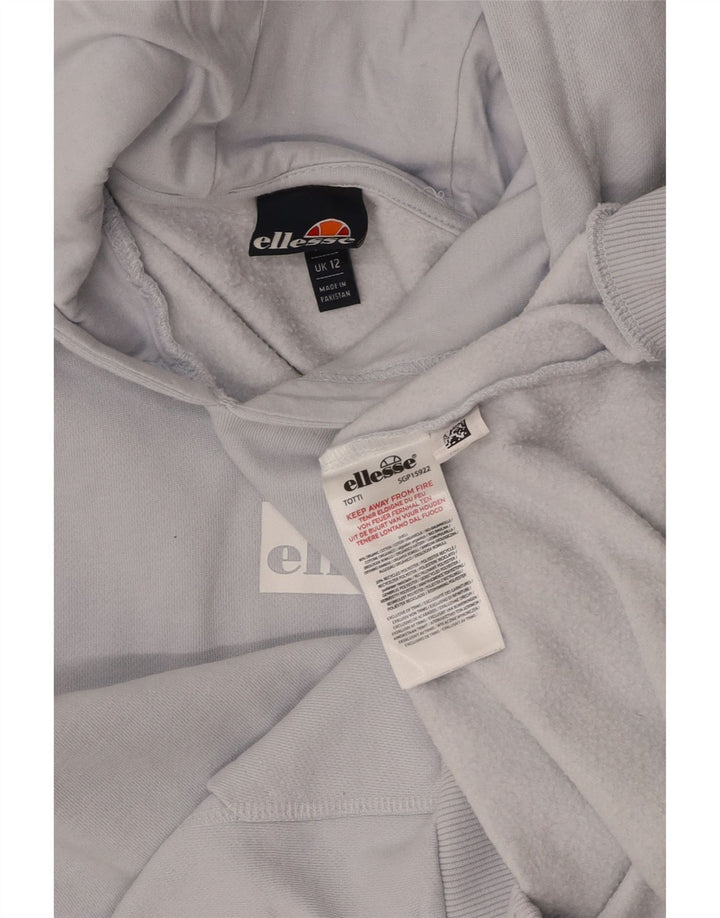 ELLESSE Womens Hoodie Jumper UK 12 Medium Blue Cotton