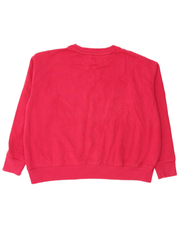 Tommy Hilfiger Womens Graphic Oversized Sweatshirt Jumper UK 14 Medium Pink