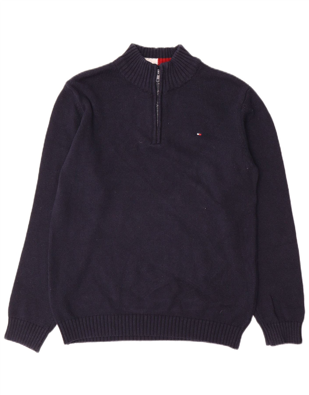 TOMMY HILFIGER drenge sweater med lynlåshals 14-15 år marineblå bomuld