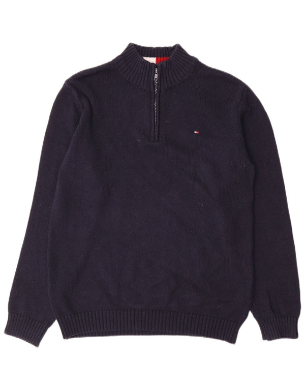 TOMMY HILFIGER drenge sweater med lynlåshals 14-15 år marineblå bomuld