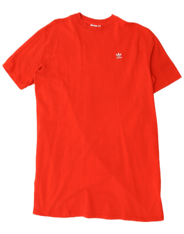 Adidas Dame Grafisk Oversized T-Shirt Kjole UK 20 2XL Rød Bomuld