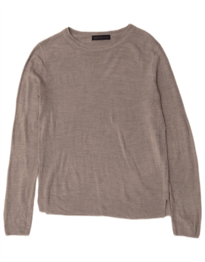 Marks & Spencer Dame Boat Neck Jumper Sweater UK 12 Medium Grey