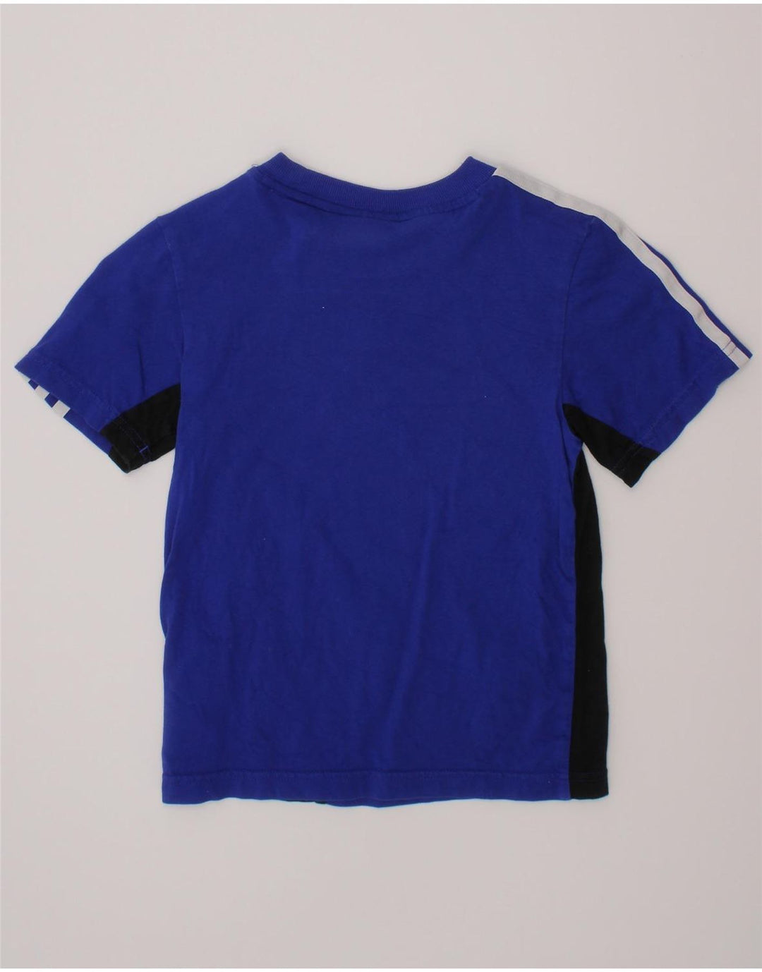 ADIDAS Drenge T-Shirt Top 5-6 år Blå Colourblock Bomuld