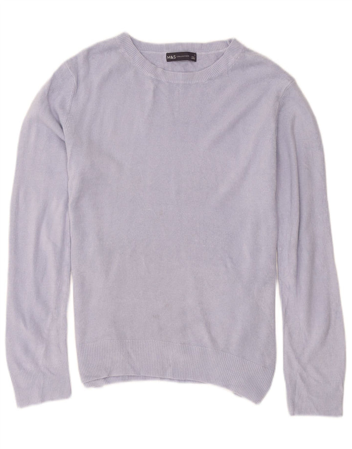 Marks & Spencer Dame sweater med rund hals DK 12 Medium Lilla Akryl
