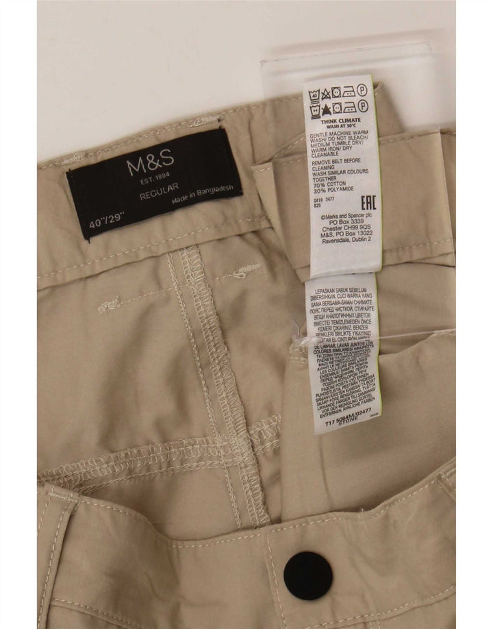 Marks & Spencer Herre Regular Fit Cargo Bukser W40 L29 Beige Bomuld